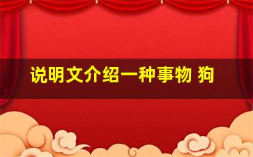 说明文介绍一种事物 狗